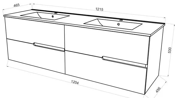 Mobilier baie alb cu doua lavoare si 4 sertare soft close, Toledo, 120 cm