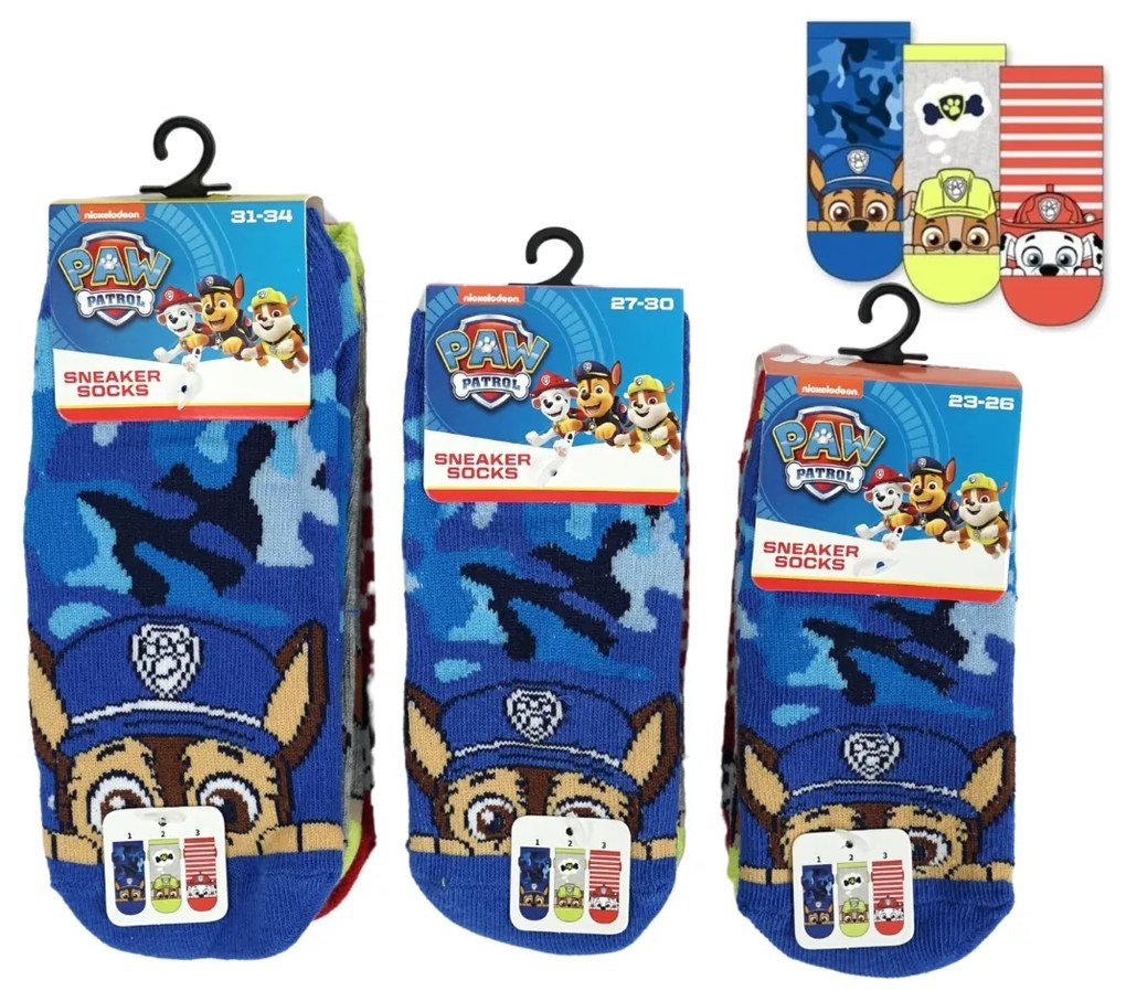 Sosete copii PAW PATROL, 3 perechi - marimi diferite Marime: 31 - 34