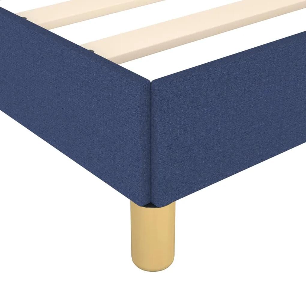 Cadru de pat cu tablie, albastru, 160x200 cm, textil Albastru, 160 x 200 cm, Design simplu