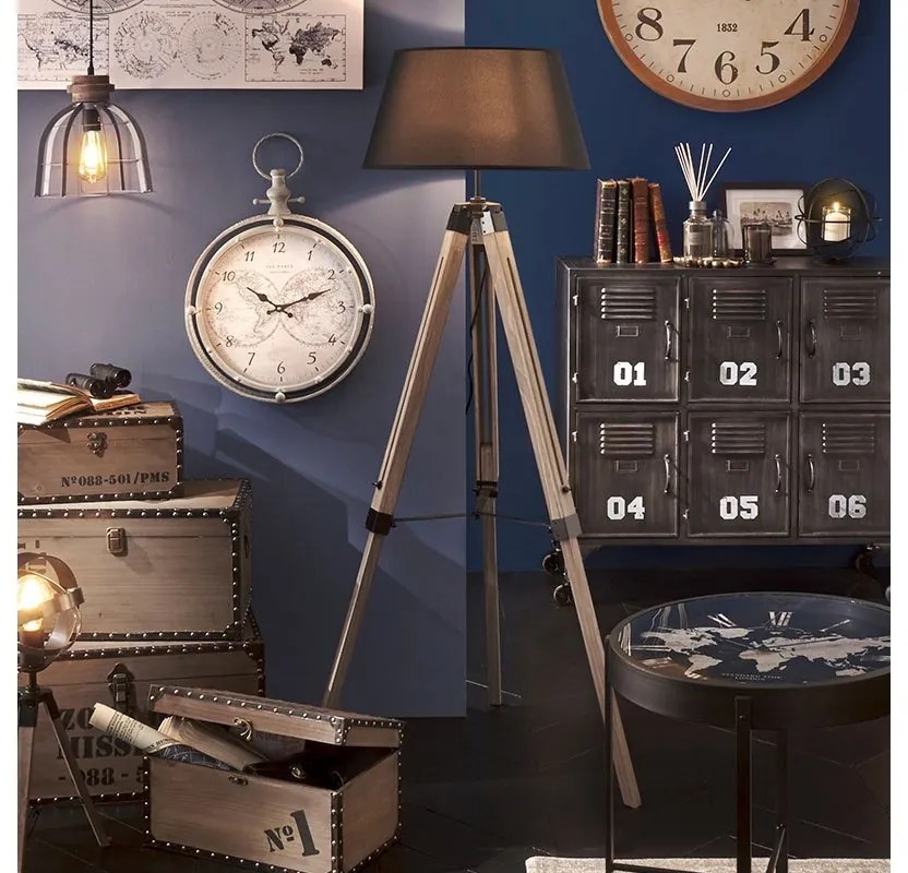 Lampadar reglabil Runo Atmosphera E27, maro-negru, D46x145 cm