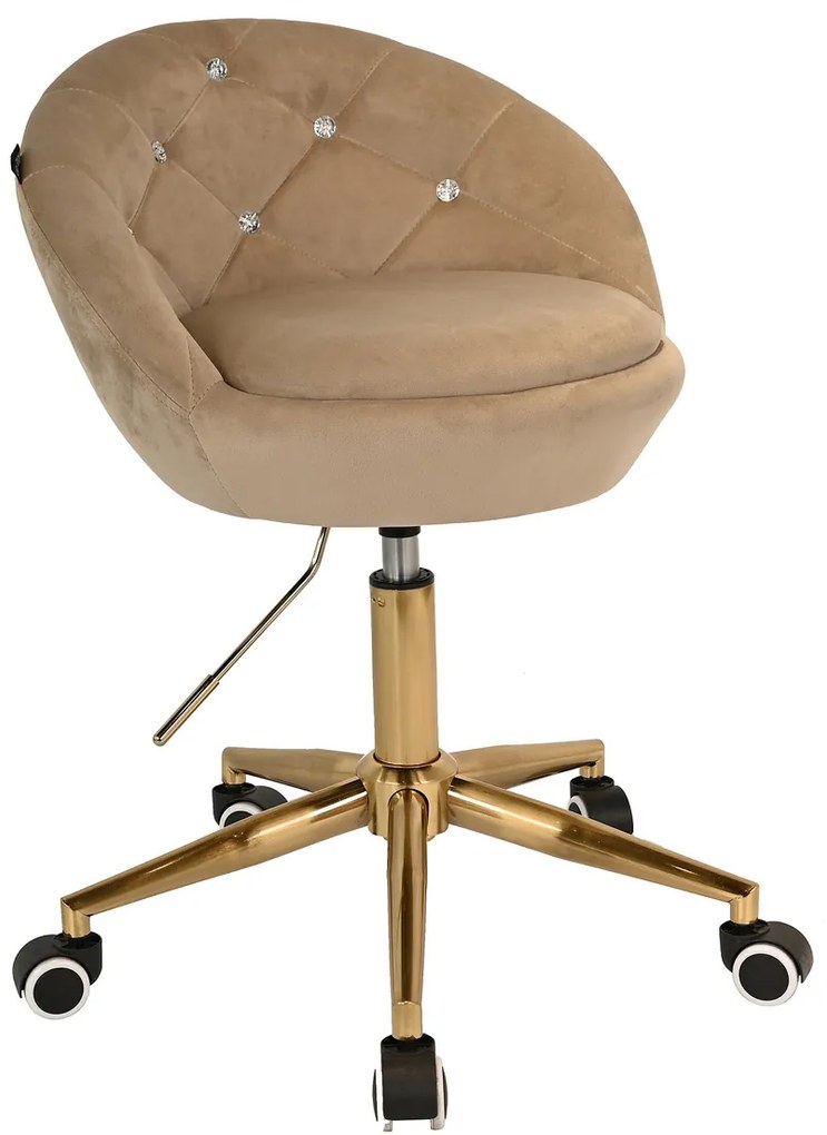 HR948K Scaun Latte din Catifea cu Bază Aurie