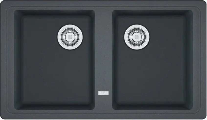 Chiuveta bucatarie compozit Franke Basis 2 cuve fara picurator 86x50 cm finisaj negru mat