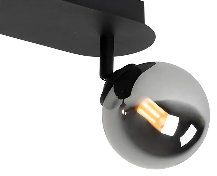 Spotlight modern negru cu sticlă fumurie 2 lumini - Atena