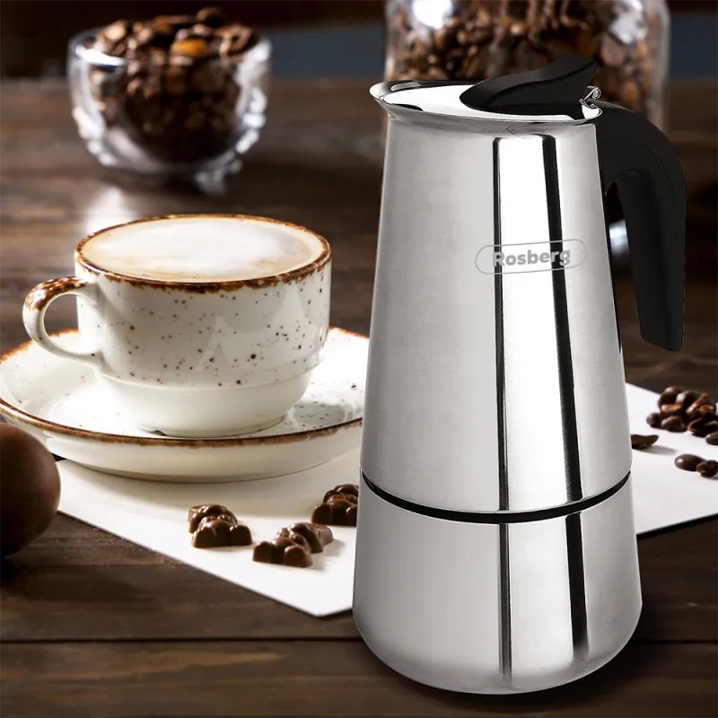 Cafetiera moka Rosberg R51173F2, 2 cesti, Inox