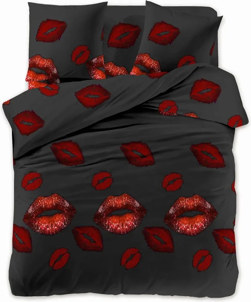 Lenjerie de pat din microfibra RED KISS negru Dimensiune lenjerie de pat: 70 x 80 cm | 140 x 200 cm