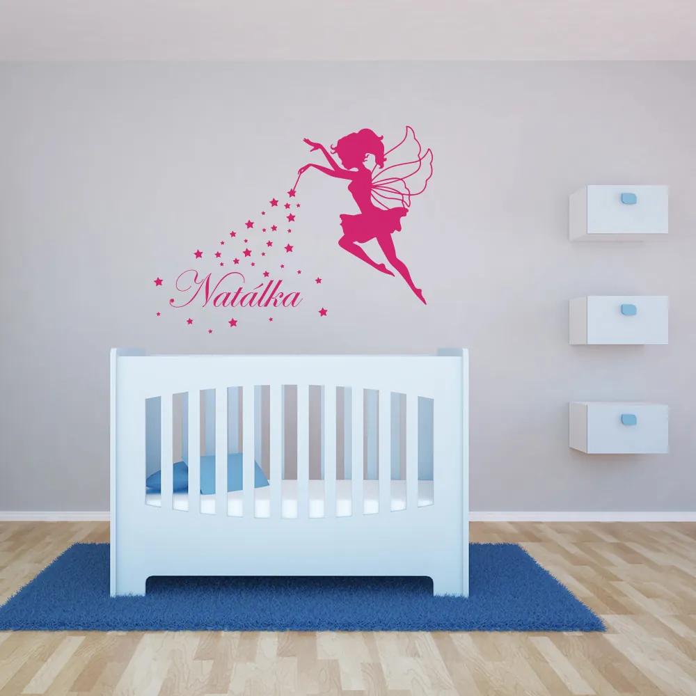 GLIX Magic Fairy - autocolant de perete Roz 90 x 70 cm