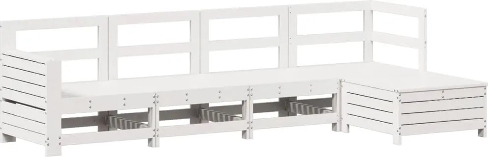 vidaXL Set canapea de grădină, 5 piese, alb, lemn masiv de pin