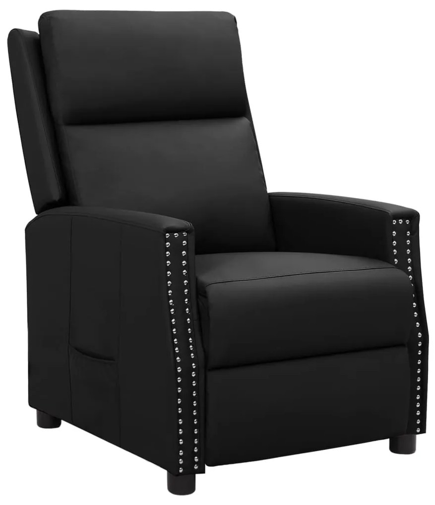 3093211 vidaXL Fotoliu cu ridicare, negru, piele ecologică