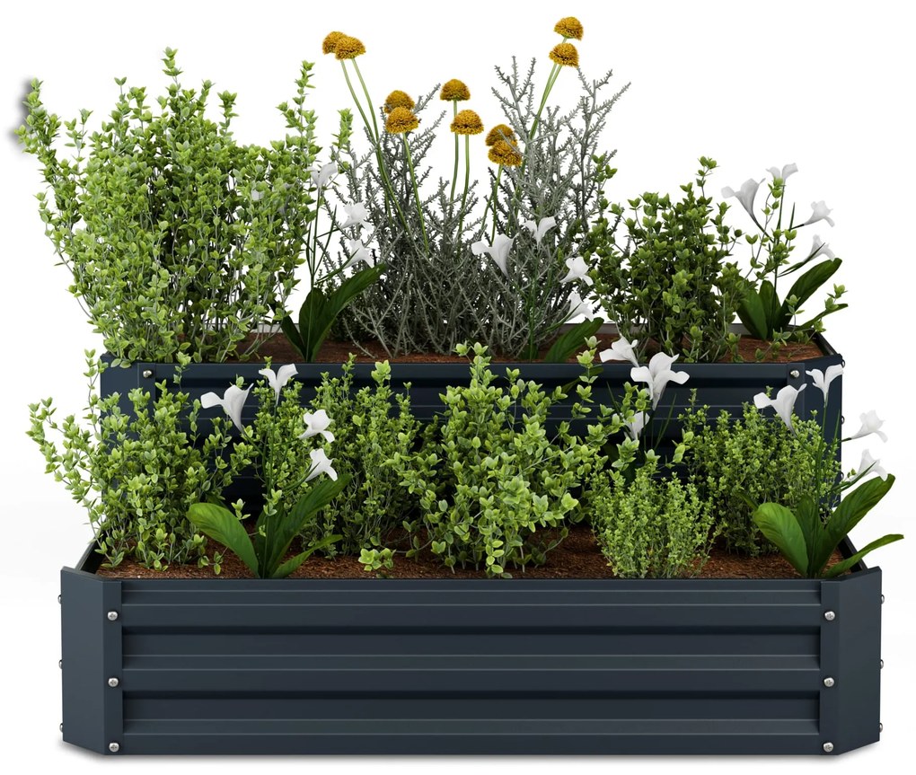 Blumfeldt Ghiveciul High Grow, 2 nivele , rezistent la intemperii, rezistent la coroziune, robust, 405 L