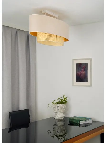 Lustră aplicată Duolla DOUBLE OVAL RATTAN 2xE27/15W/230V crem/ratan