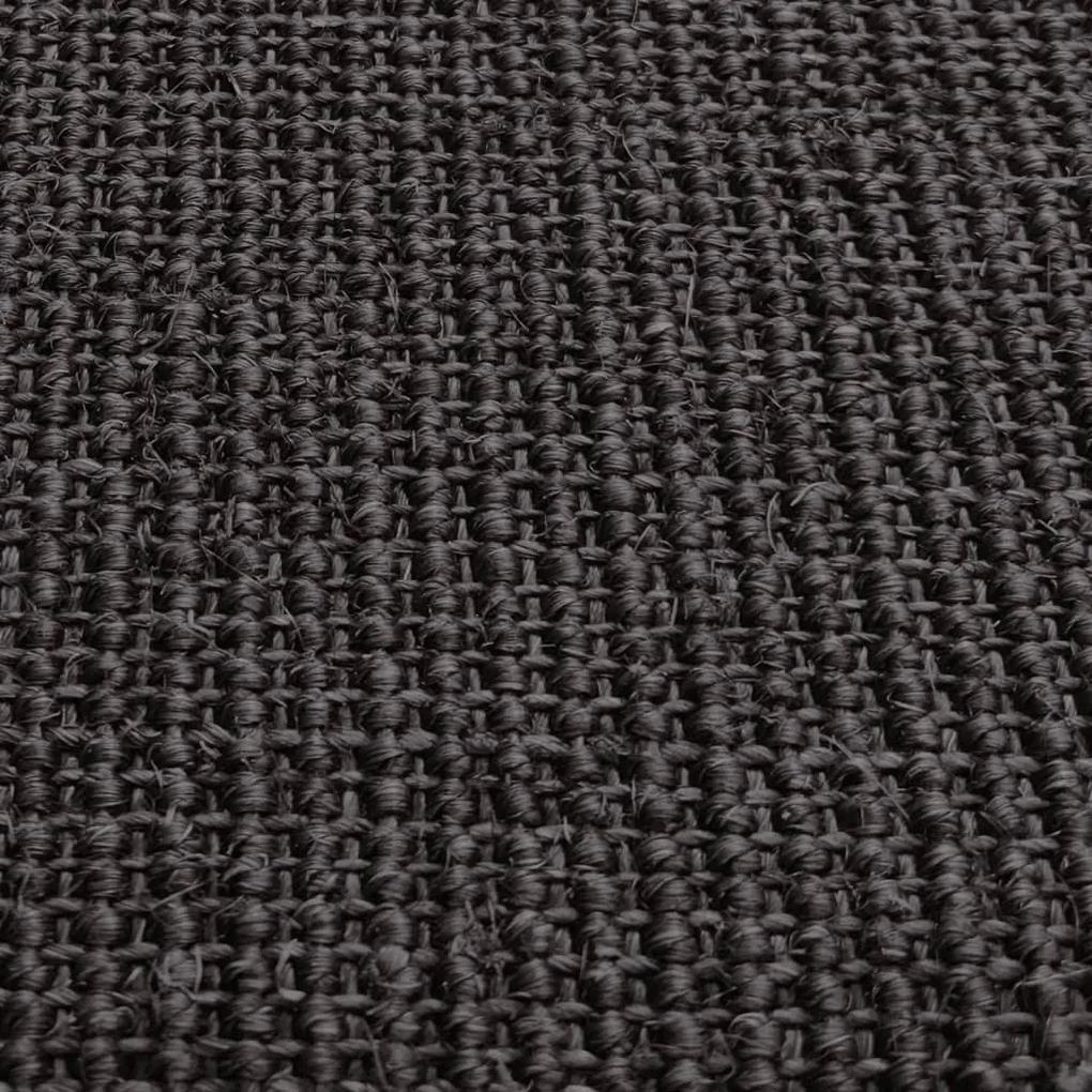 Covor din sisal natural, negru, 100x350 cm Negru, 100 x 350 cm
