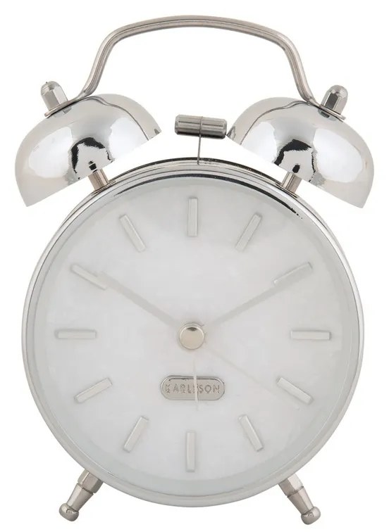 Karlsson 6009CH design ceas cu alarmă argintiu, diametru 12 cm