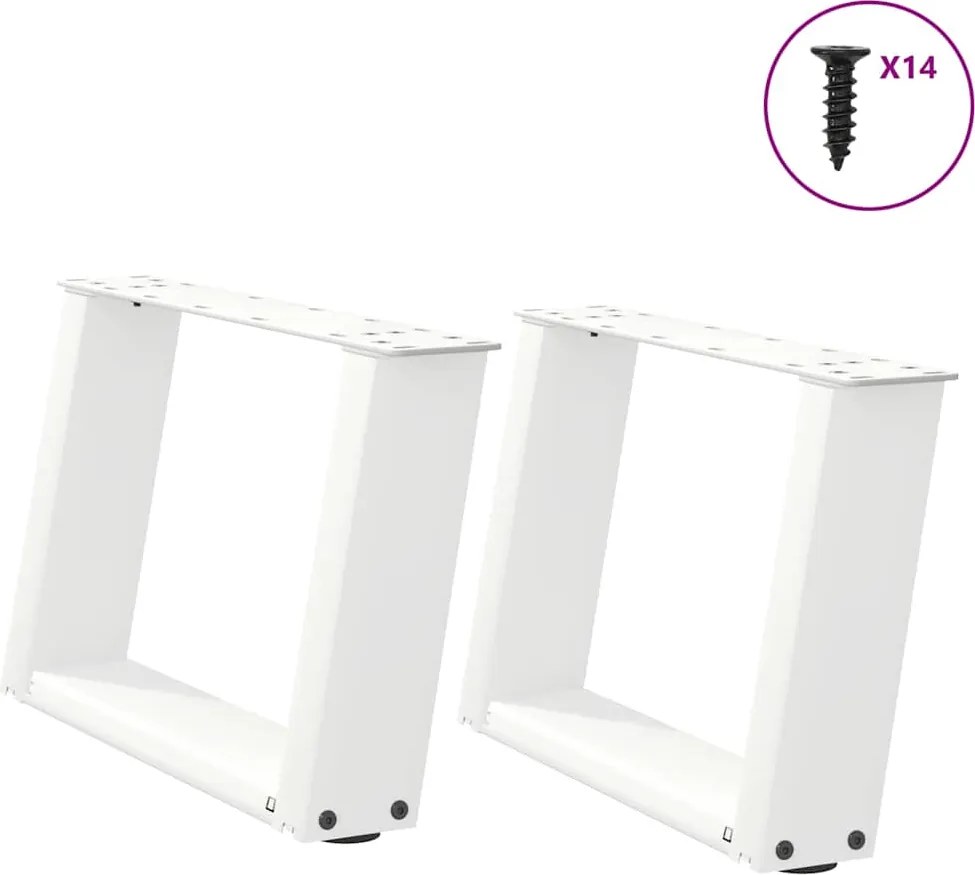 vidaXL Picioare pentru măsuță de cafea în formă de U, 2 buc., alb, 40x(30-31) cm, oțel