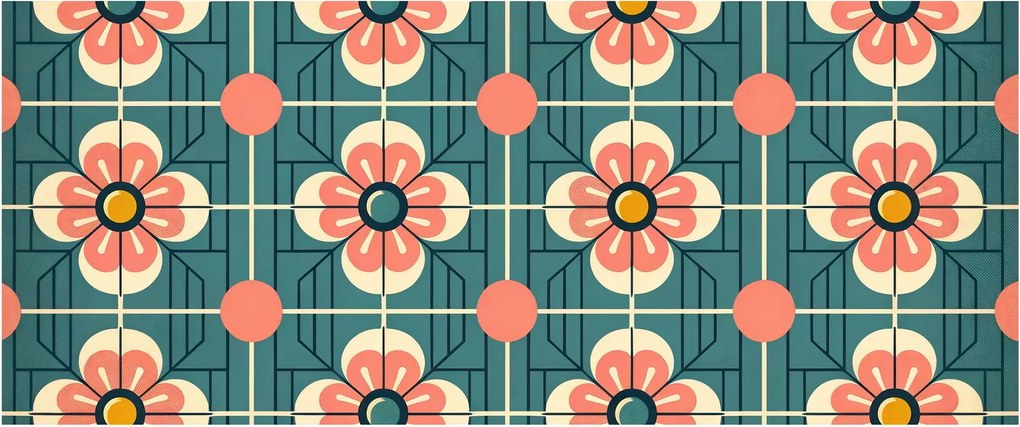 Tablou - Model retro cu flori (120x50 cm)