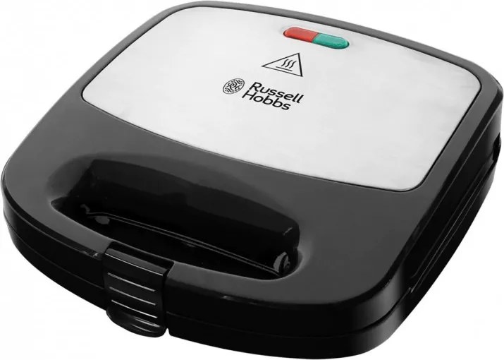 La mâna a doua: Sandwich maker Russell Hobbs Fiesta Deep Fill 24540-56 3in1, 750 W, 4 sandwich-uri, 3 placi diferite, Otel inoxidabil, Negru