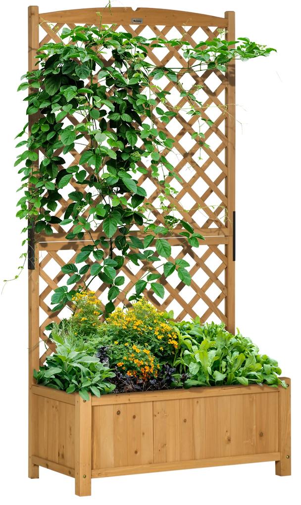Outsunny Jardiniera de exterior din lemn de brad cu design vertical inaltat, 90x45x180 cm, Galben | AOSOM RO