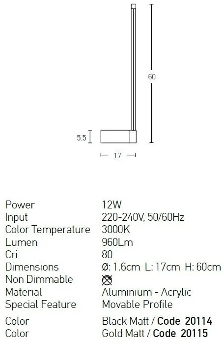 Aplica LED de perete design modern Laut negru