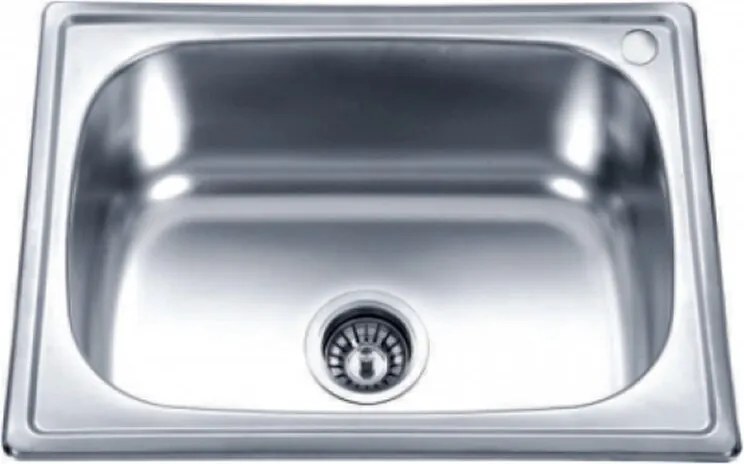 Chiuveta inox Inter Ceramic Alpaca cu o cuva fara picurator finisaj inox lucios 63x47 cm