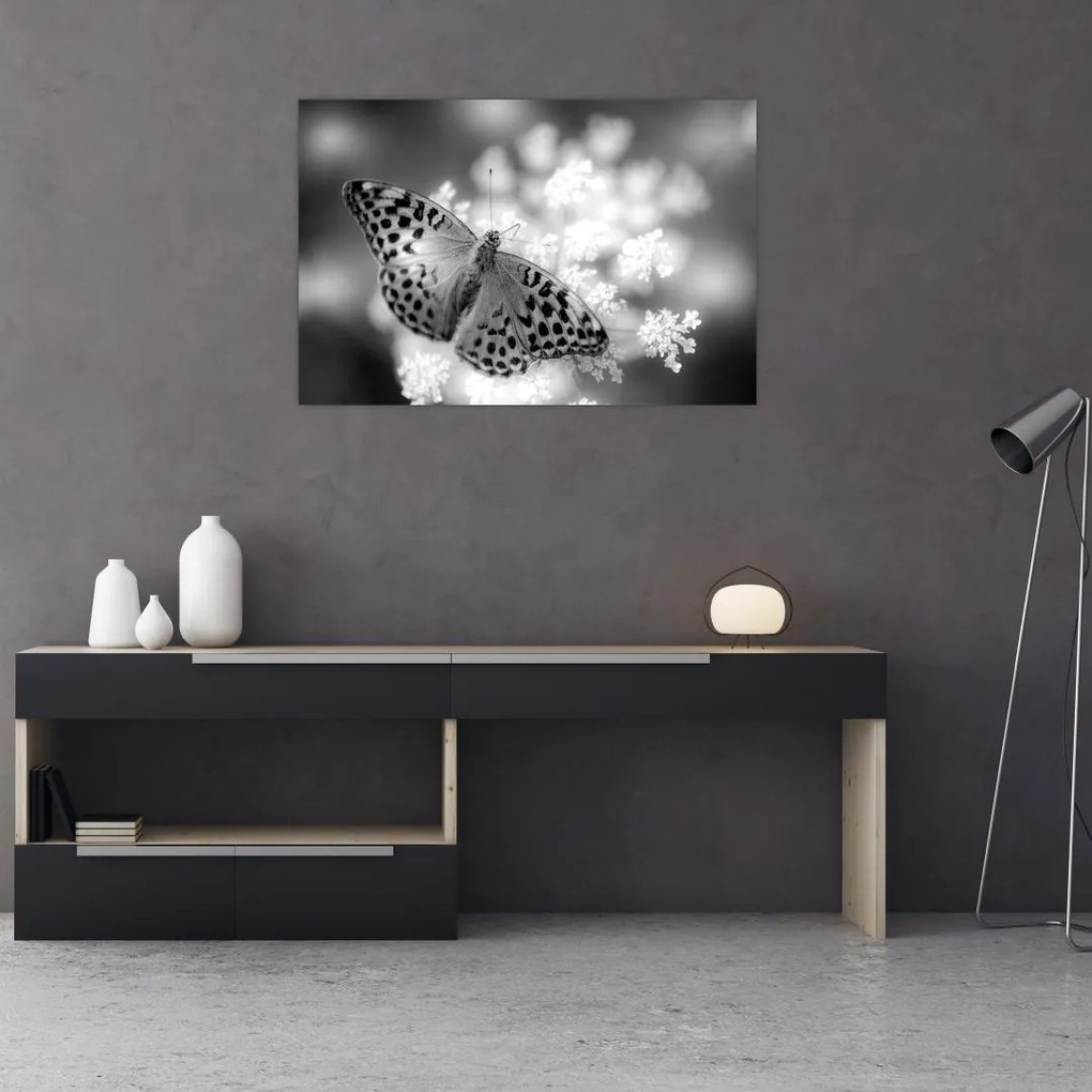 Tablou - Detailu cu fluture care polenizează floare (90x60 cm)