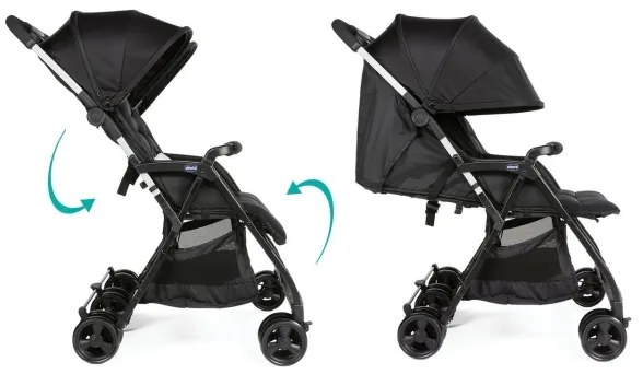 Cărucior de copii pentru gemeni Chicco OHLALA TWIN Black Night negru