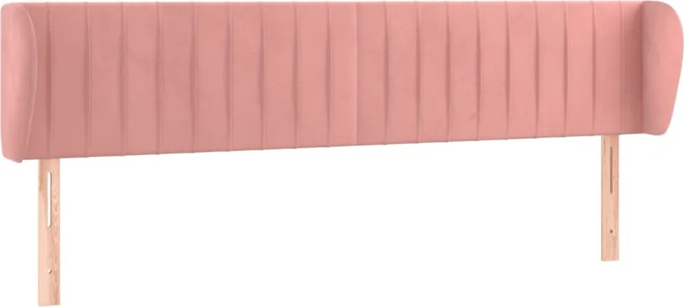 vidaXL Tăblie de pat cu aripioare roz 203x23x78/88 cm catifea