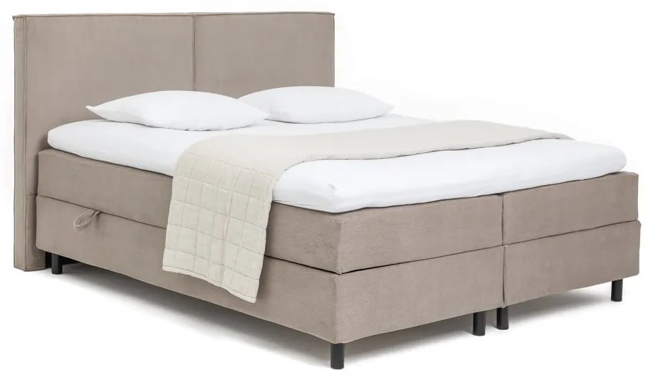 Pat boxspring taupe cu spațiu de depozitare 180x200 cm Elva Bold – Bonami Selection