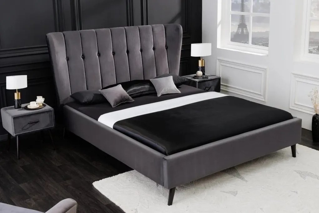 Pat dublu tapitat design modern Sixties 160x200cm, gri inchis A-6540995 VC