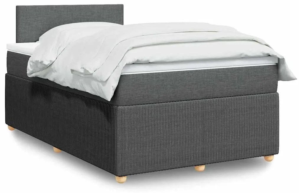 vidaXL Pat box spring cu saltea, gri închis, 120x190 cm, textil