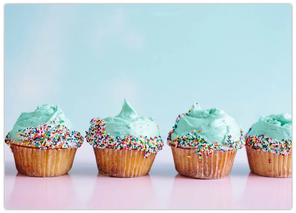 Tablou pe sticlă cu cupcakes (70x50 cm)