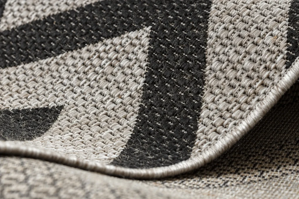 Covor sisal Floorlux 20340 argint si negru Zig Zag