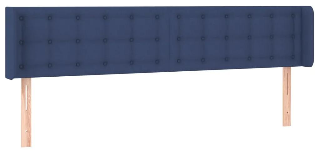3119230 vidaXL Tăblie de pat cu aripioare, albastru, 203x16x78/88 cm textil