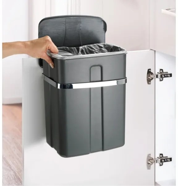 WENKO 54903100 - Coș montabil pe ușă, 26x36,5 cm, gri/argintiu