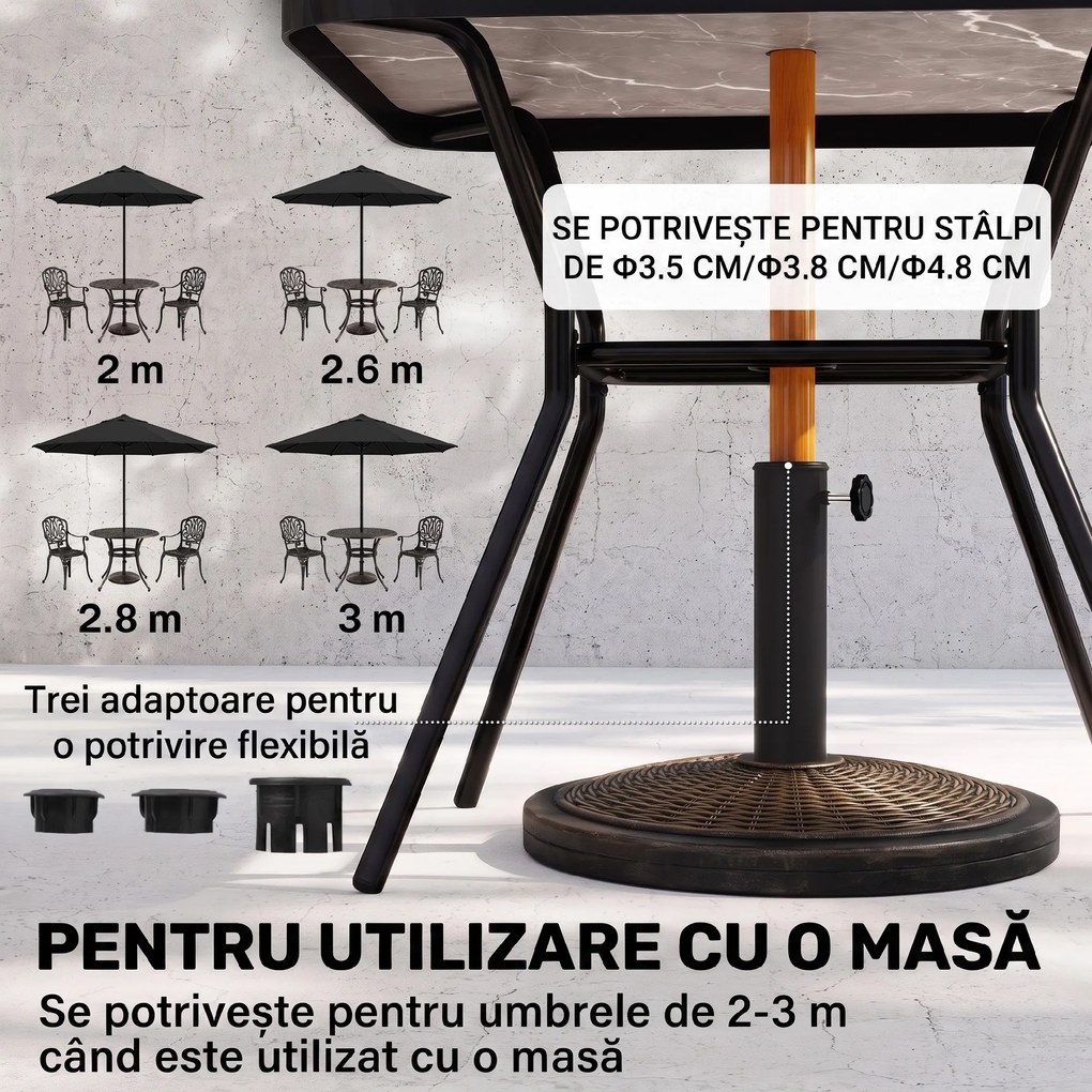 Outsunny Bază Umbrelă 14kg, Ciment și Plastic, Efect Ratan, Bronz | Aosom Romania