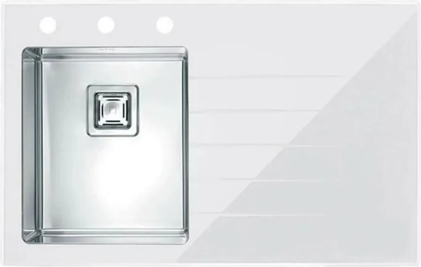 Chiuveta inox Alveus Crystalix 10 inox - alb 86x54 cm stanga