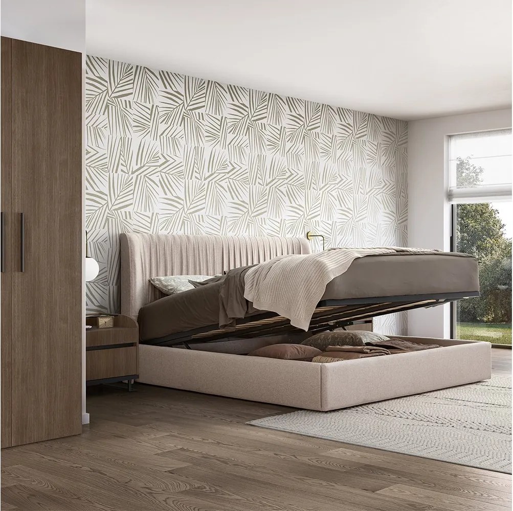 Pat lemn masiv tapițat Eclat 160/180×200 cm - 180x200