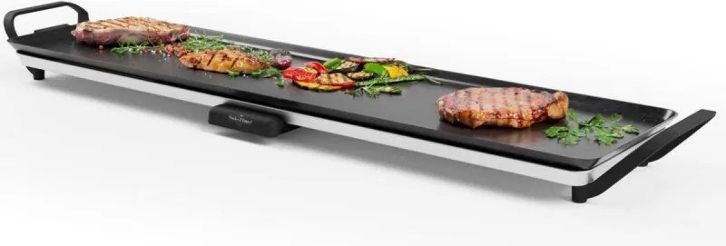 Gratar teppanyaki Swiss Haus SH-TP90, 2000 W, 90 x 23 cm, Acoperire ceramica, Piese detasabile, Control temperatura, Negru