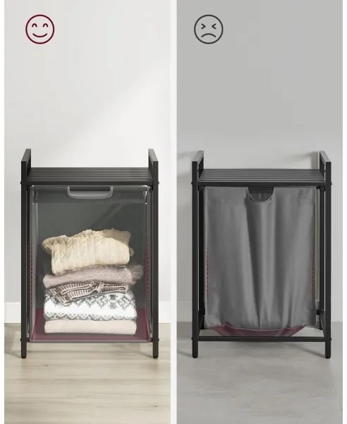 Coș pentru rufe REX, negru/gri