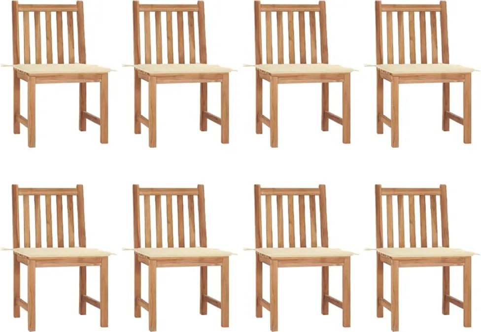 vidaXL Scaune de grădină cu perne, 8 buc., lemn masiv de tec