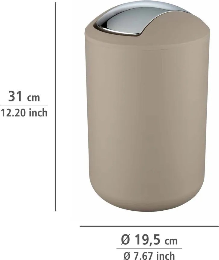 Coș de gunoi taupe din plastic 6,5 l Brasil – Wenko