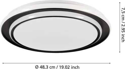 Eglo 902047 - Plafonieră MOSCHELLA LED, 36W, 230V, Ø 49 cm, negru
