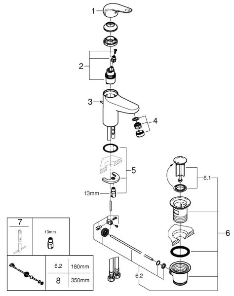 GROHE 24325001 - Baterie lavoar SWIFT DN 15, mărime M, crom lucios