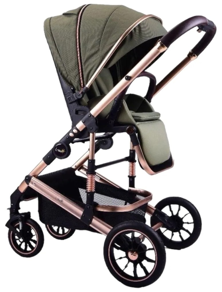 Carucior 2 in 1 reversibil si pliabil cu geanta inclusa, 0-36 luni, Verde - CPC-59-verde