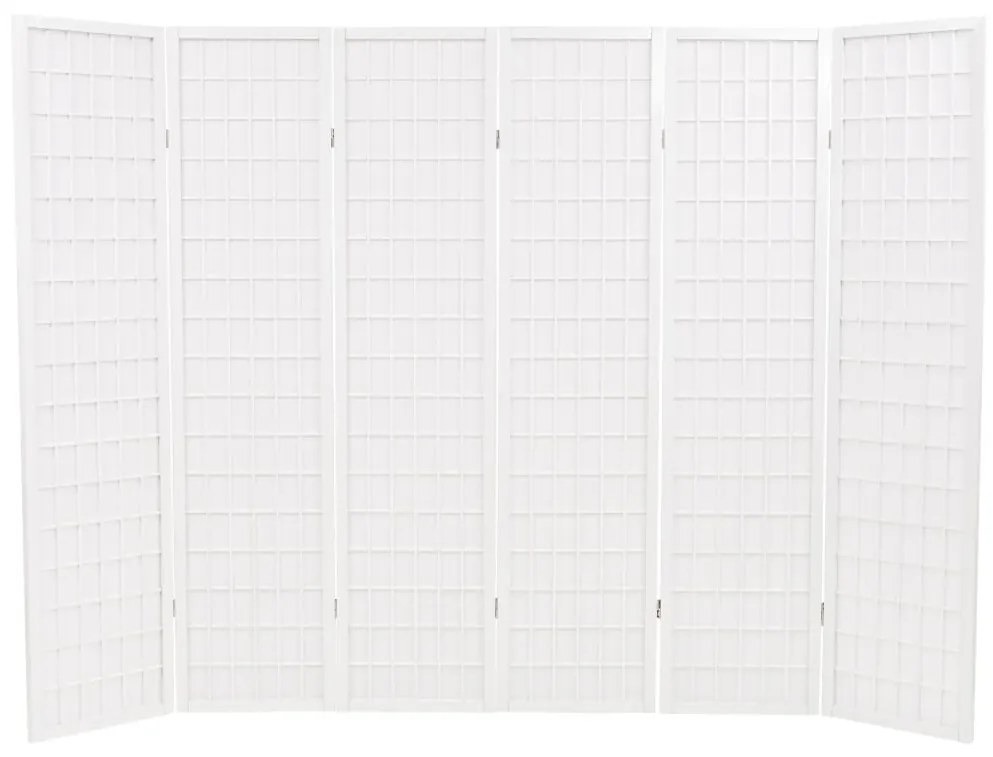 245908 vidaXL Paravan pliabil cu 6 panouri, stil japonez, 240x170 cm, Alb