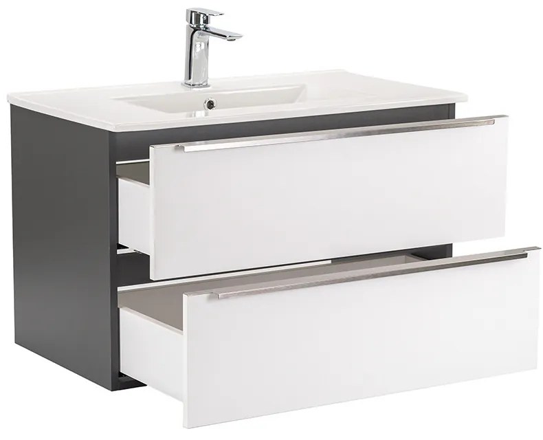 Dulap inferior Vario Trim 80 cu lavoar antracit-alb