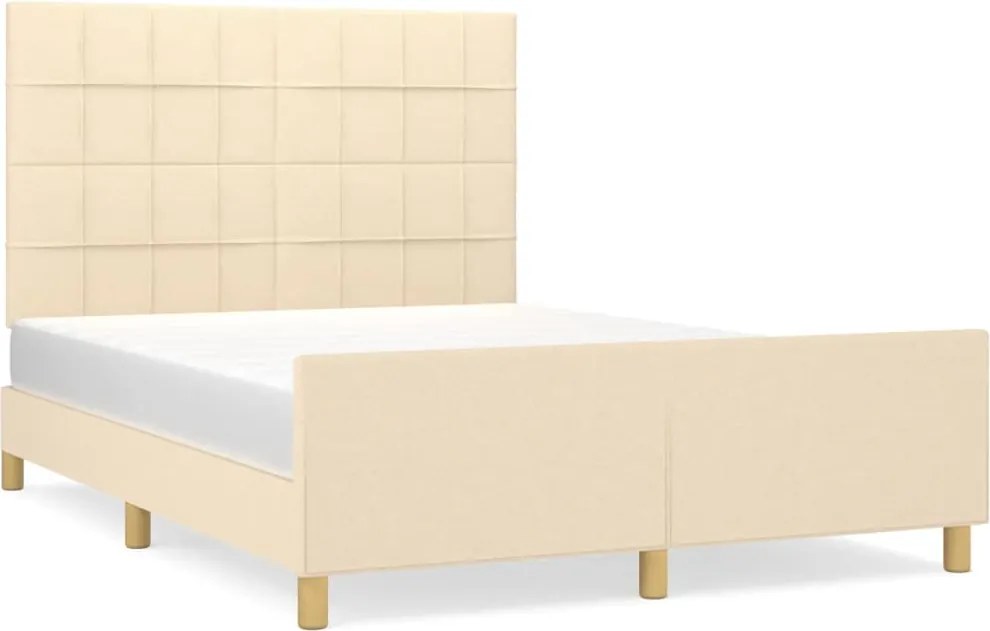 vidaXL Cadru de pat fără saltea, crem, 140x200 cm, textil