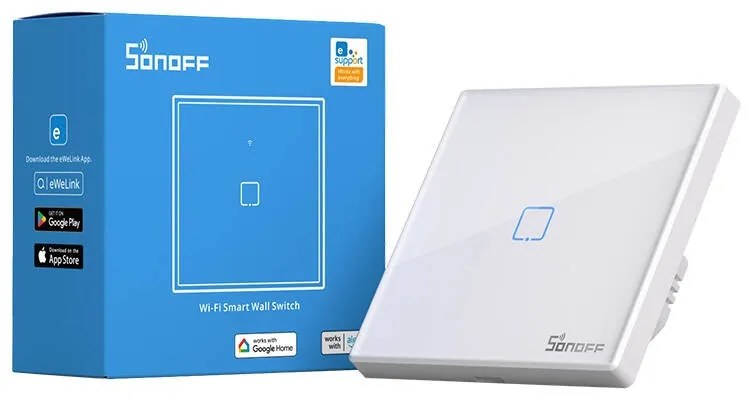Intrerupator Smart WiFi + RF 433MHz Sonoff T2 EU TX (1 canal)
