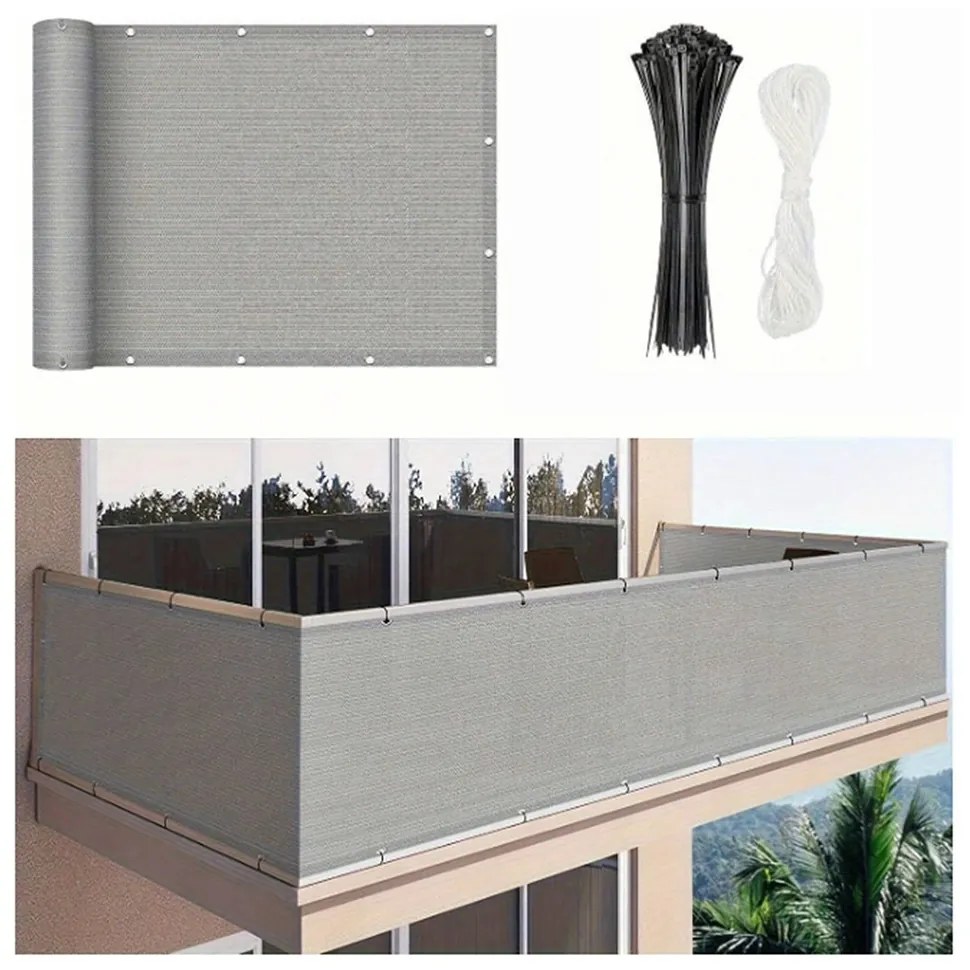 Umbrelă de balcon, ecran de intimitate 5 m gri