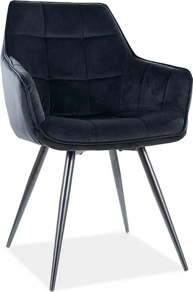 Scaun Lilia, negru, stofa catifelata/metal, 59x45x90 cm