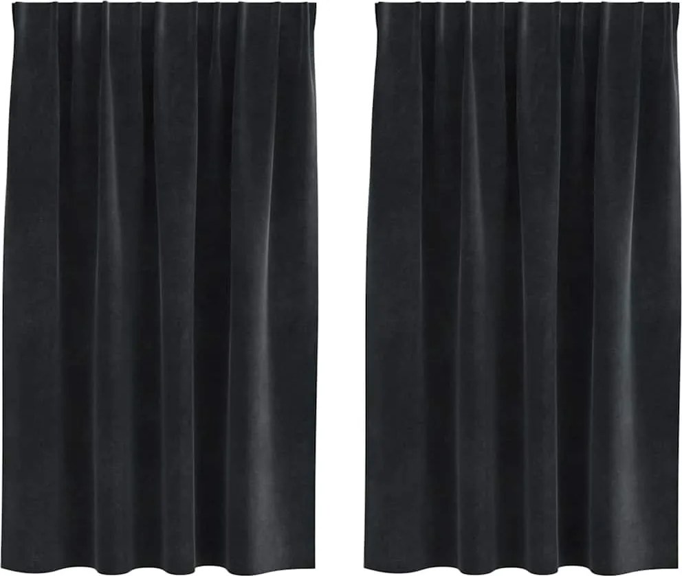 vidaXL Perdele opace 2 pcs Negru 140 x 140 cm Catifea