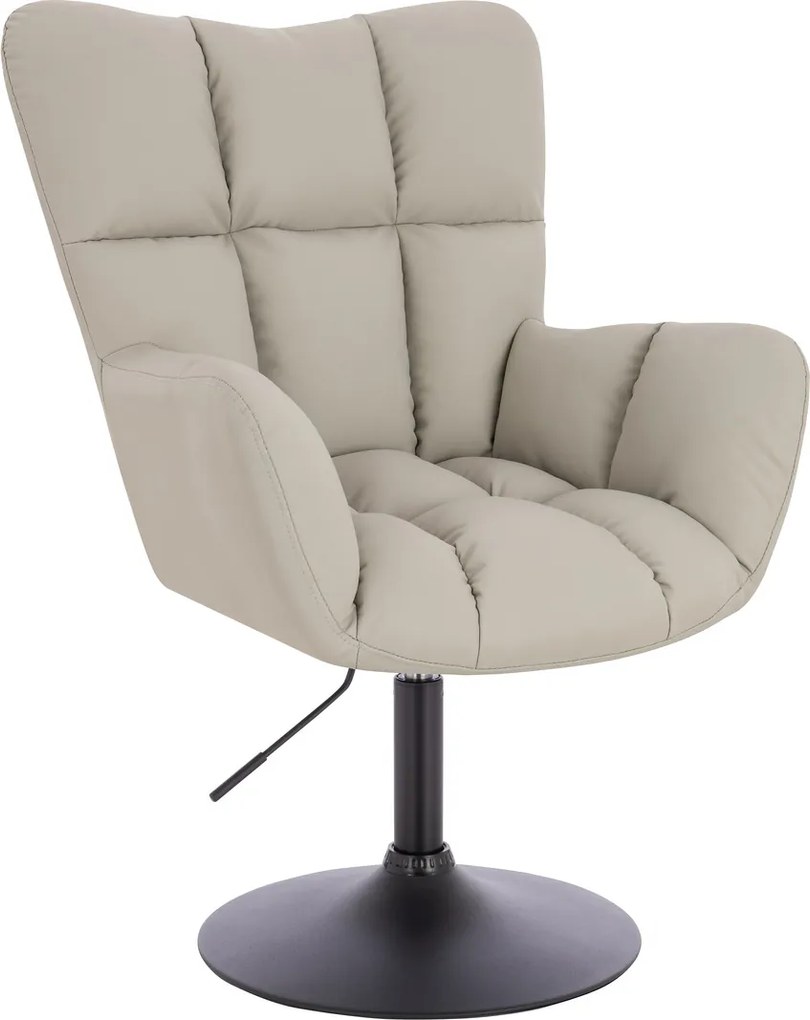 HR650N Scaun Ecru Piele Ecologica Premium Soft cu Bază Neagră